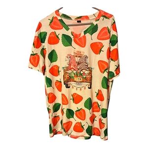 Graphic Strawberry Theme Top Sz XL